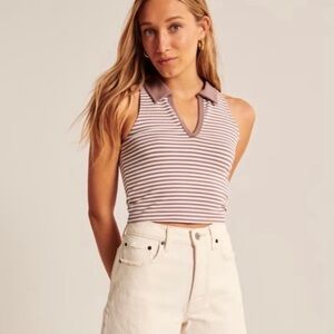 Abercrombie & Fitch Striped Polo Tank Size XS Spring Summer Crop Top Vacation